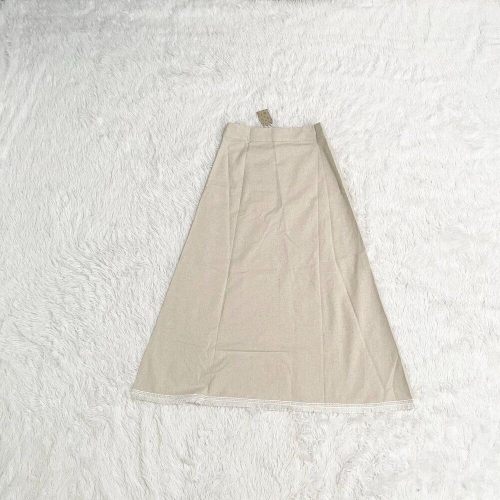 Women LAM & Linen Boho Crop Top and Skirt Set in Tan Size Medium - Picture 2 of 15